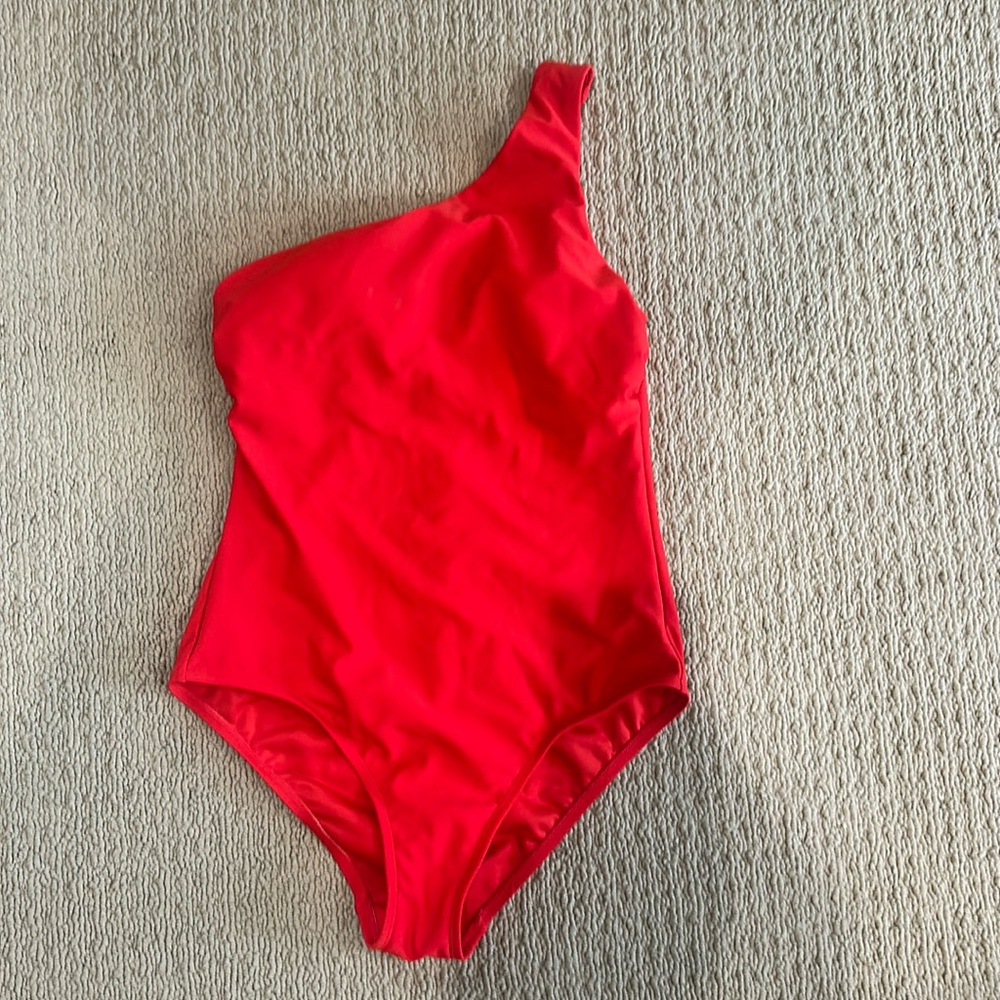 Kona sol red one shouldered swim suit size 8-10